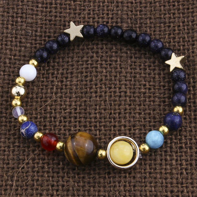 Universum Galaxie Acht Planeten Sonnensystem Schutzstern Natursteinperlen-Armband