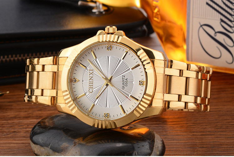 Luxusmarke Herren Goldene elegante Uhren Edelstahl