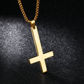 Herrenhalskette aus Edelstahl mit umgedrehtem Kreuz