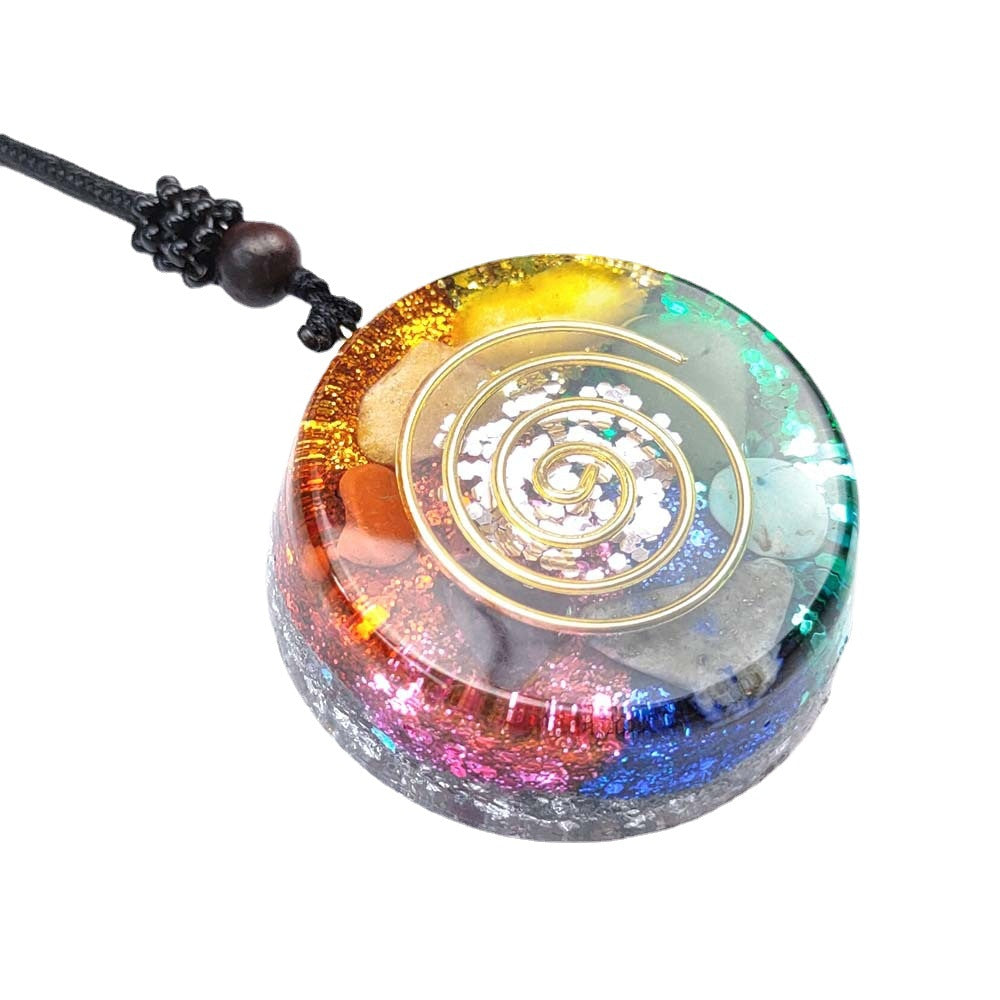 Chakra Multicolor Onyx-Jade-Anhänger-Halskette
