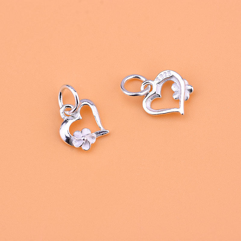 S925 Sterlingsilber Erfrischender Blumen-Herz-Anhänger Handgestricktes Zubehör Diy-Accessoires Material