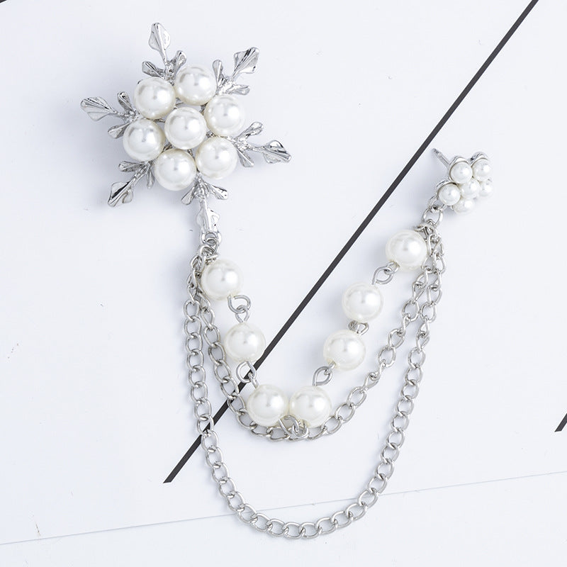 Broche de aleación de moda con cadena y copo de nieve