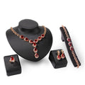 Charmantes rotes Edelstein-Schmuckset vierteilig Europäische und amerikanische Hochzeitsaccessoires