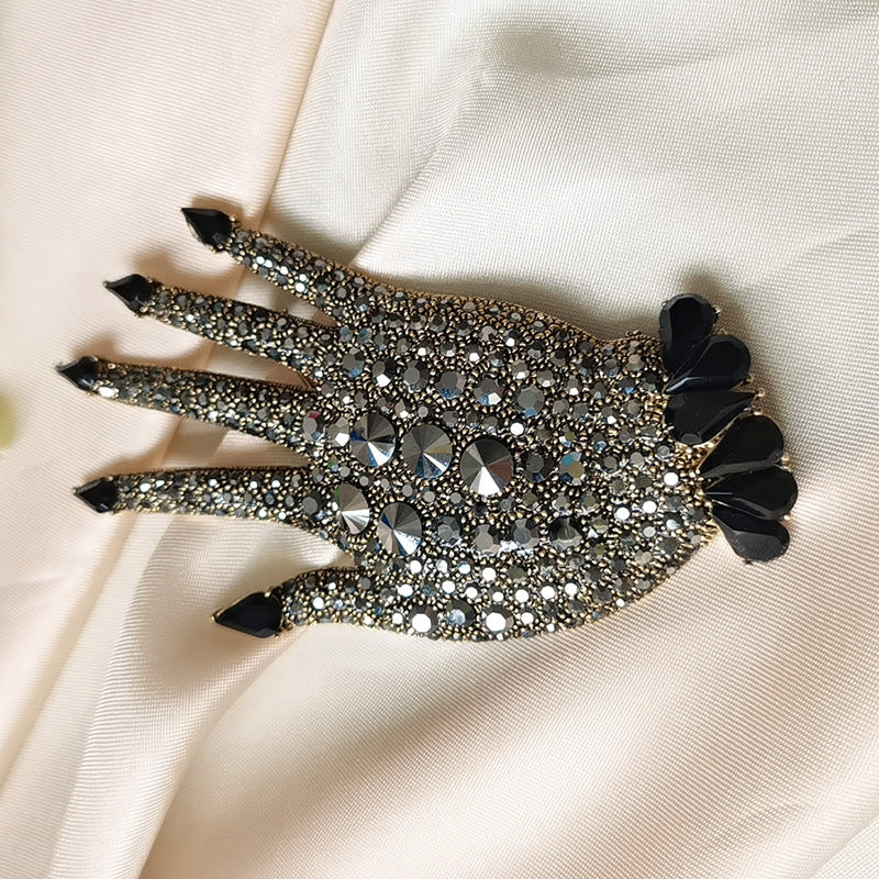 Metall Voll Diamant Handfläche Brosche Kreativer Strass
