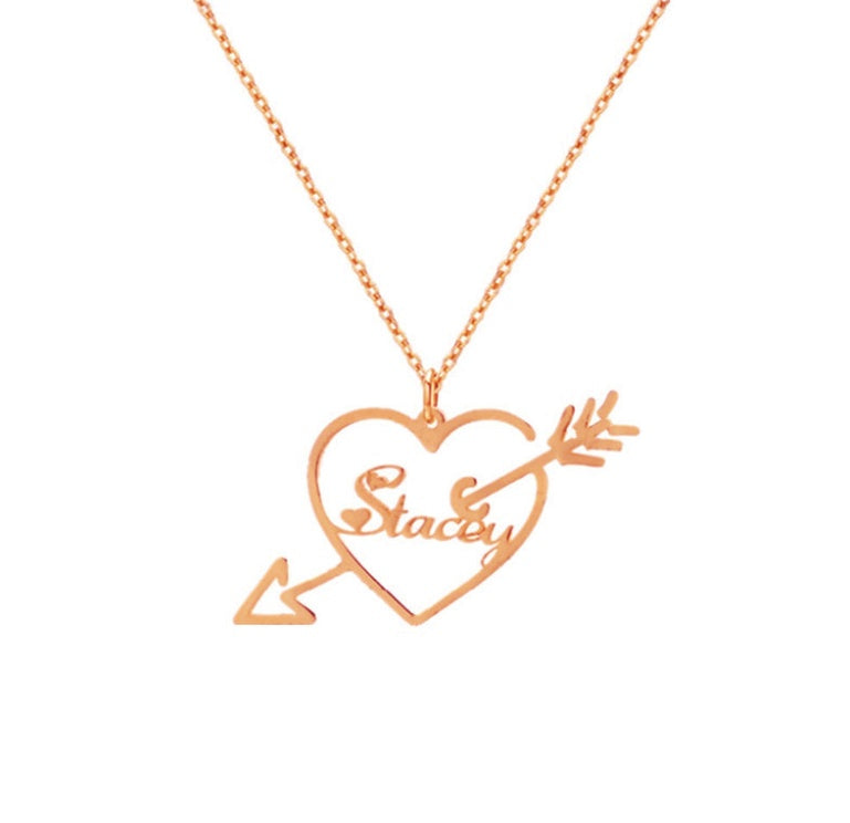 Customized One Arrow Piercing Name Necklace