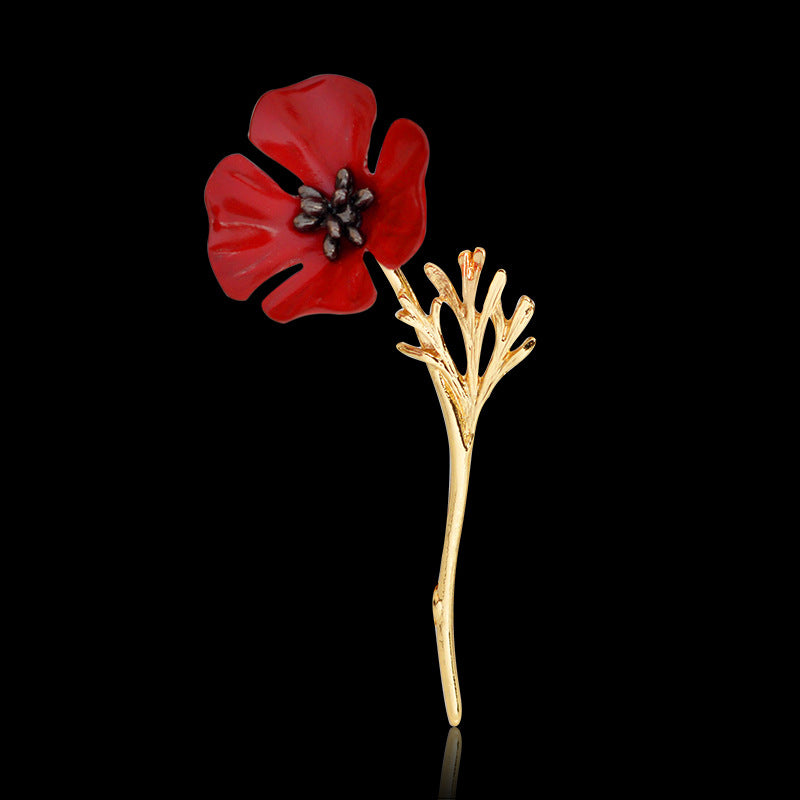 Rote Blumenbrosche