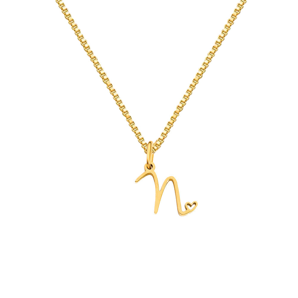 26 Love Letters Titanium Steel Pendants Necklace