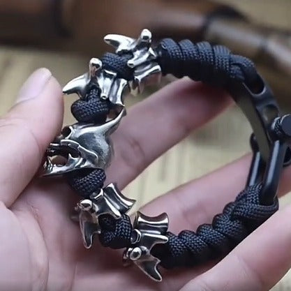 Men's Carrying Strap Retro Personalized Prajna Four Spine Parachute Cord Woven Handmade Bracelet