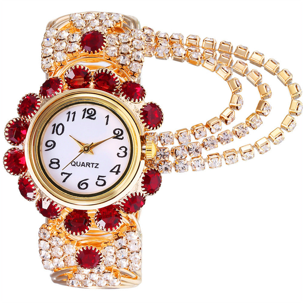 Reloj de cuarzo de cadena con garra de diamante para mujer, versátil