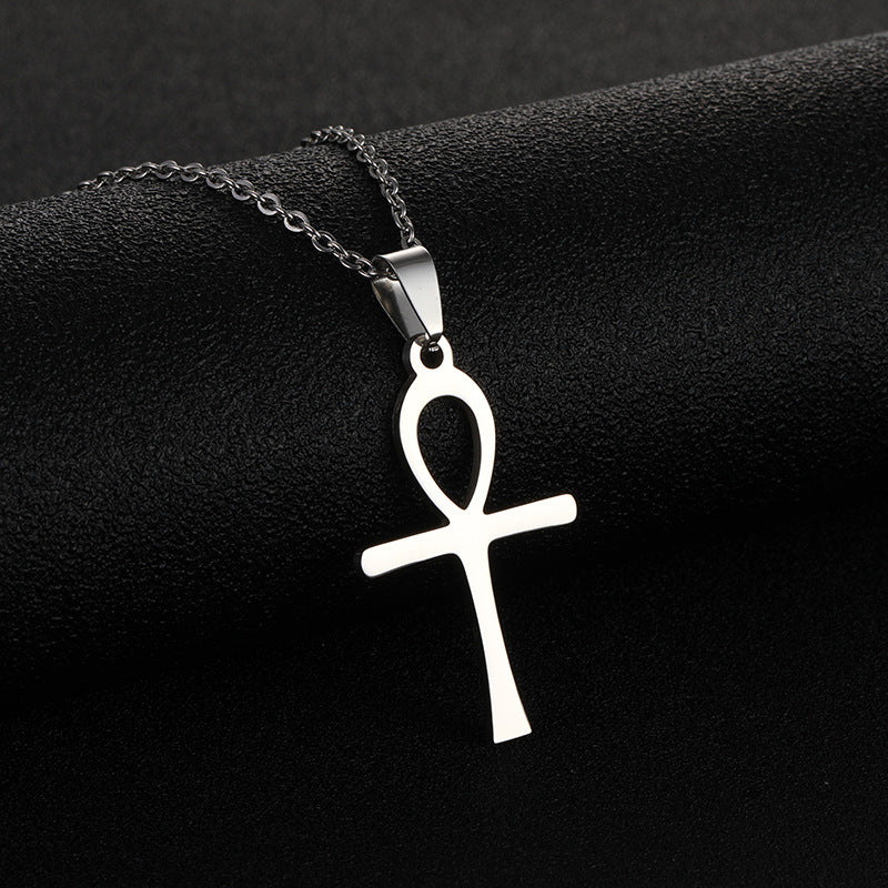 Männer und Frauen All-Matching Edelstahl Kreuz Anhänger Halskette