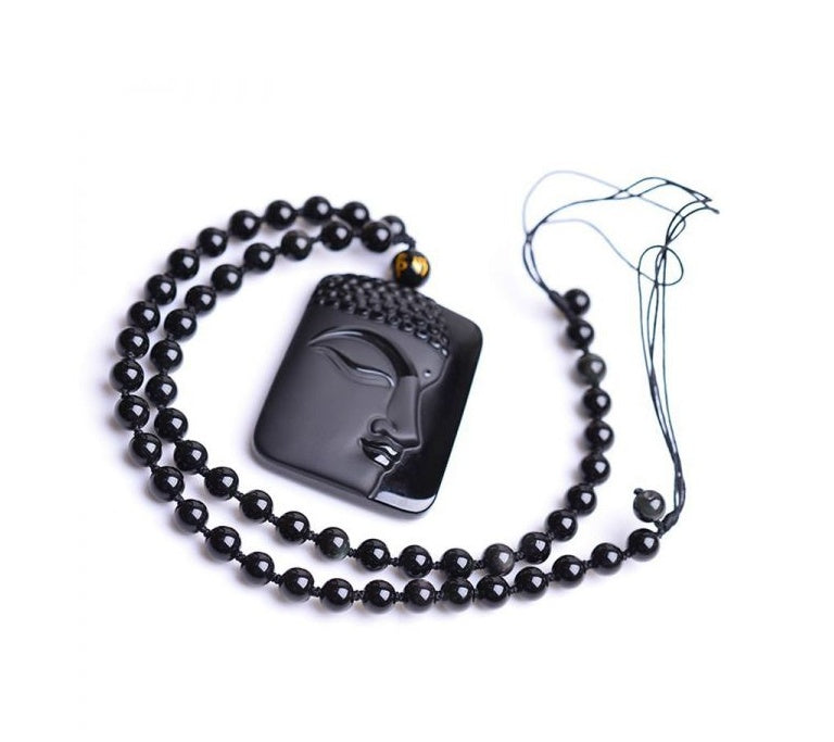 Amuleto Colgante de Buda de Obsidiana Natural
