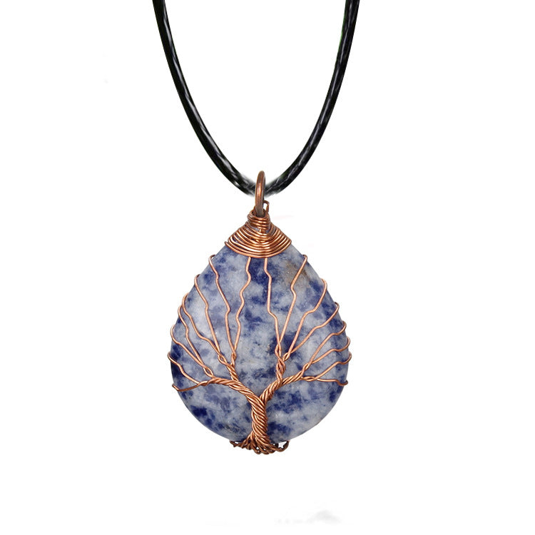 Collar de colgante de cristal tosco hecho a mano