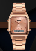 Retro Klassische Business Elektronische Armbanduhr mit Stahlarmband