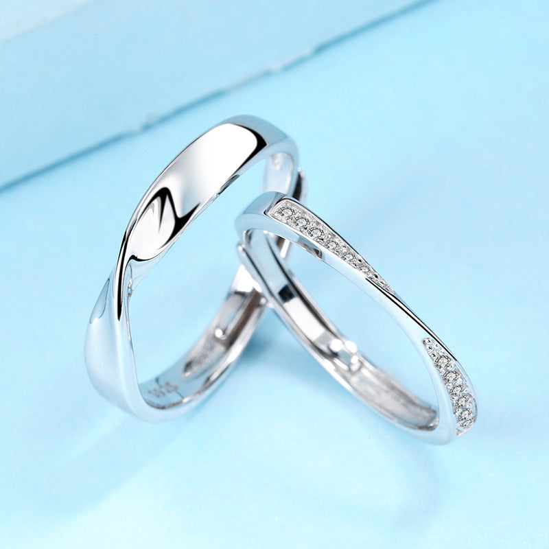S925 Sterling Silber Pärchenringe mit Diamanten für Damen und Herren