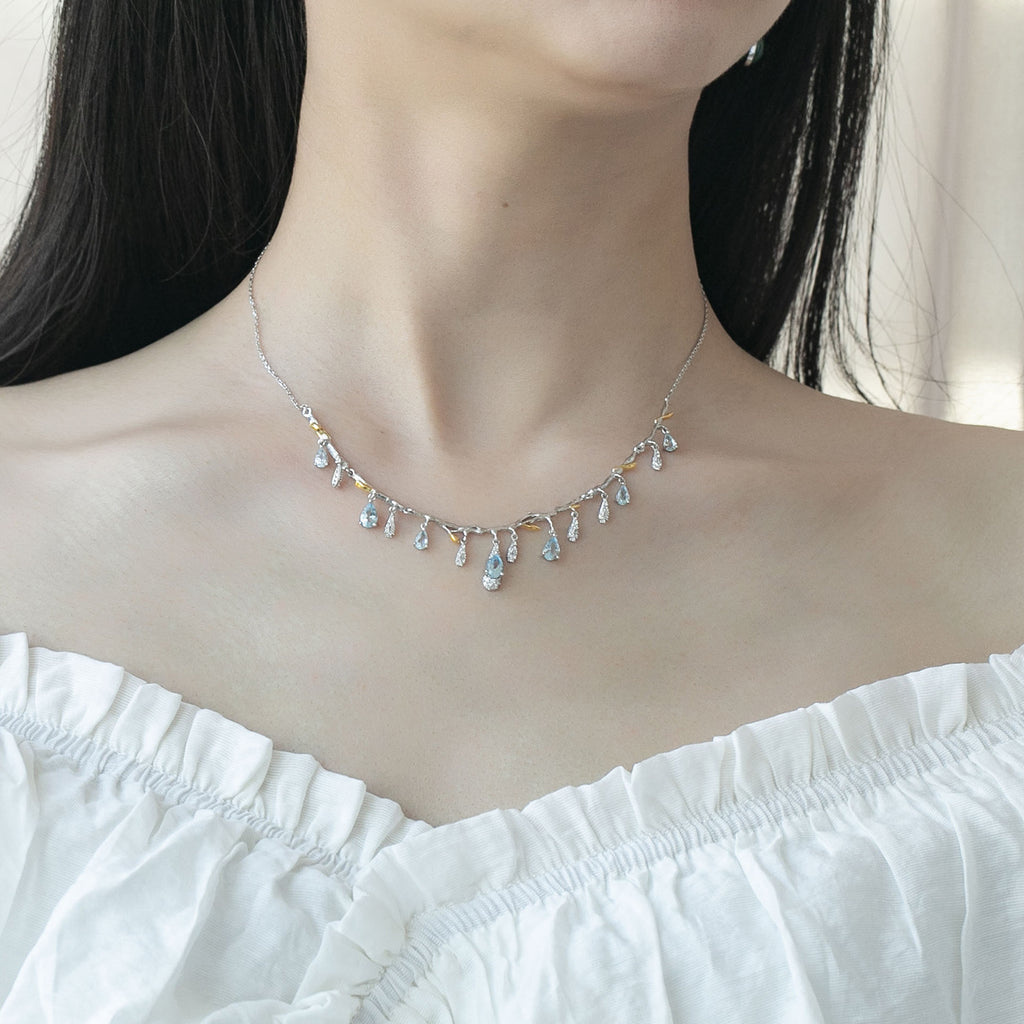 S925 Silber Natur Topas Halskette