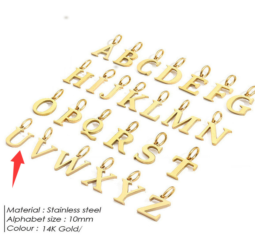 26-letter Hanging Stainless Steel Letter Necklace