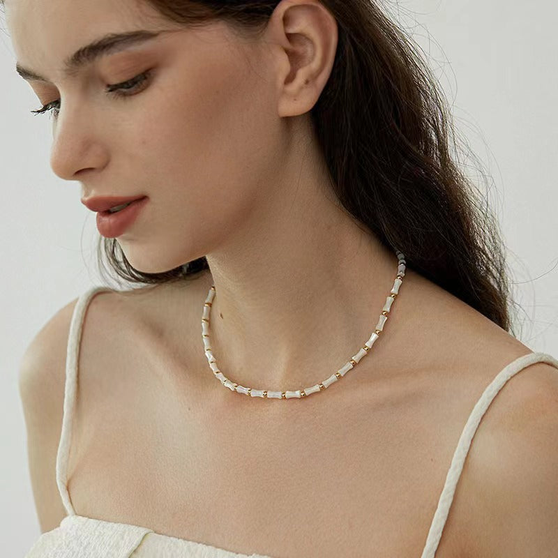 Women's Fashionable Elegant Natural Shell Bamboo Necklace