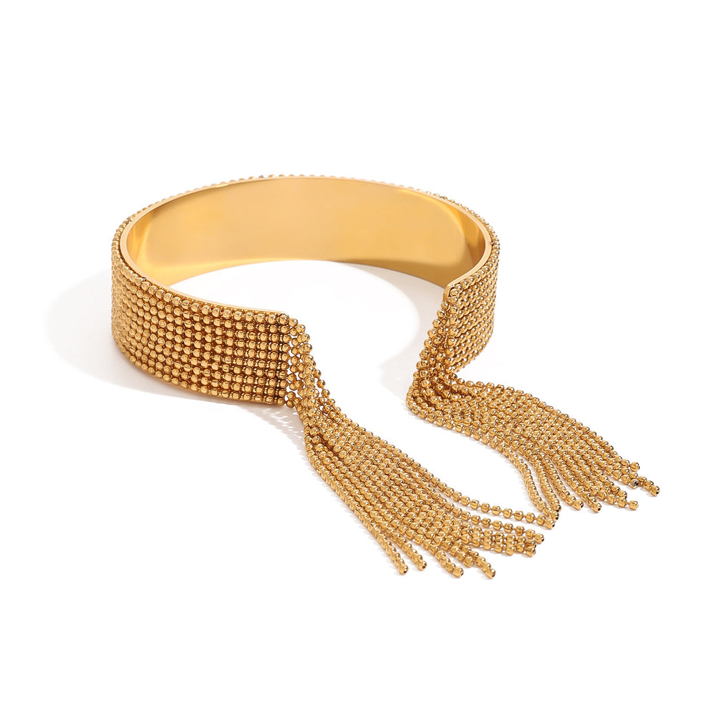 Pulsera de borla abierta de acero inoxidable nicho
