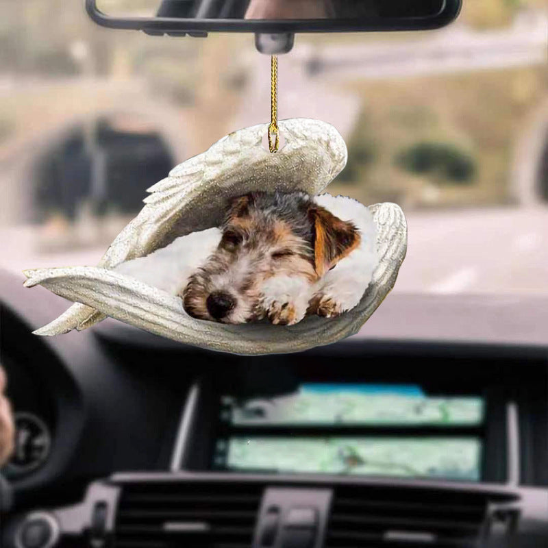 Colgante de coche perro durmiente ángel decoración del hogar acrílico exhibición colgante adornos para puertas