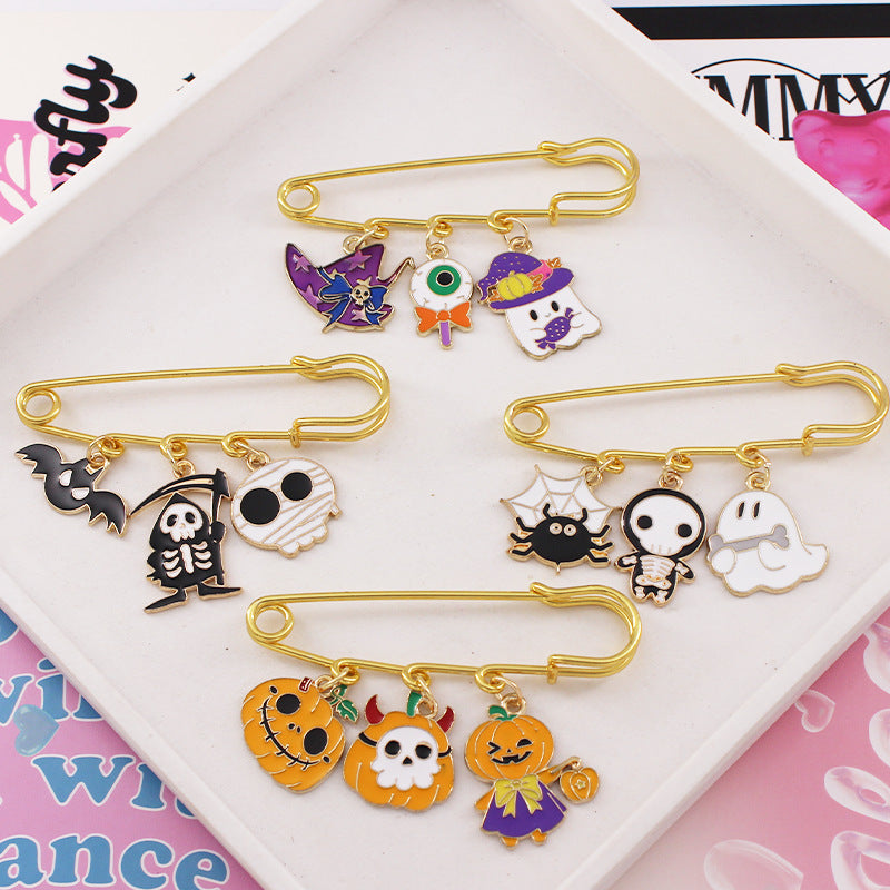 Broche Serie Halloween Lámpara Calabaza Murciélago Araña Pin Insignia para Niños para Bolsos