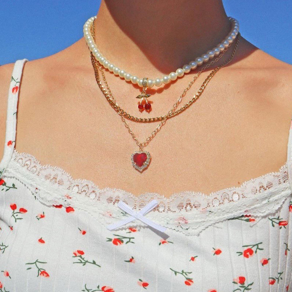 Perlenkette Pärchen Liebe Accessoires Mehrschichtige Halskette