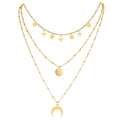 Collar Nuevo de Lentejuelas de Estrella de Acero Inoxidable de 3 Capas con Borlas de Moda Europea y Americana