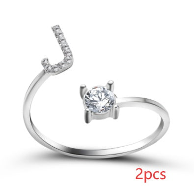 Nuevo Diseño Anillo Ajustable con Letra Inicial 26 Joyería de Moda para Mujeres Joyería Simple y Elegante