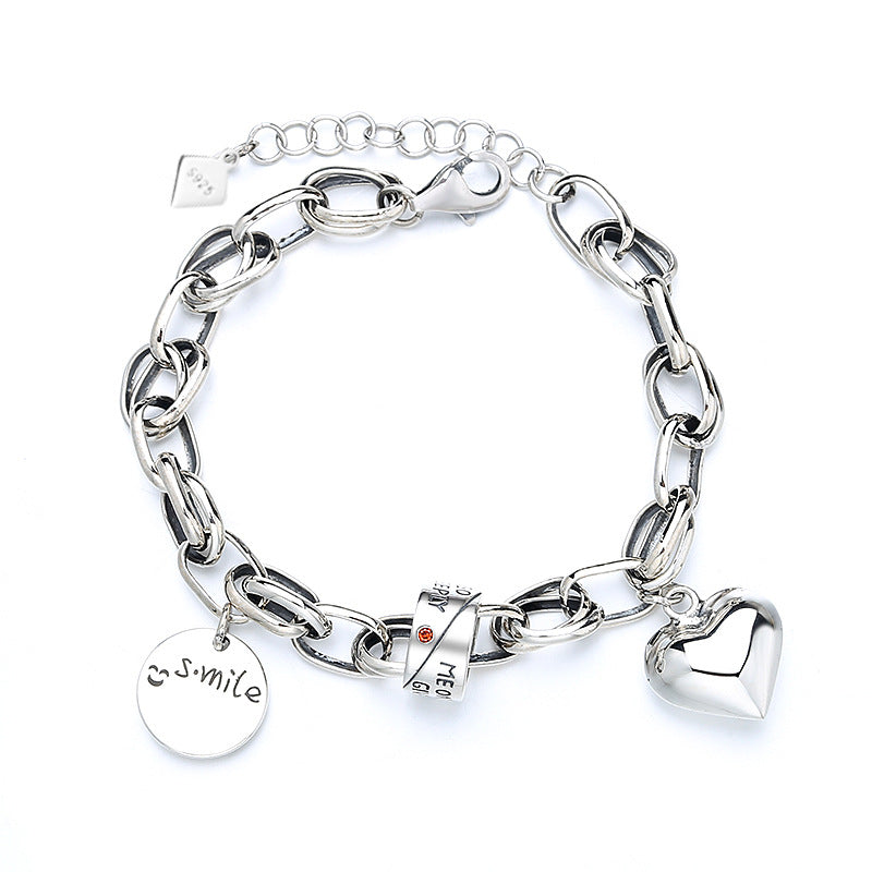 Retro Distressed Three-dimensional Heart Bracelet