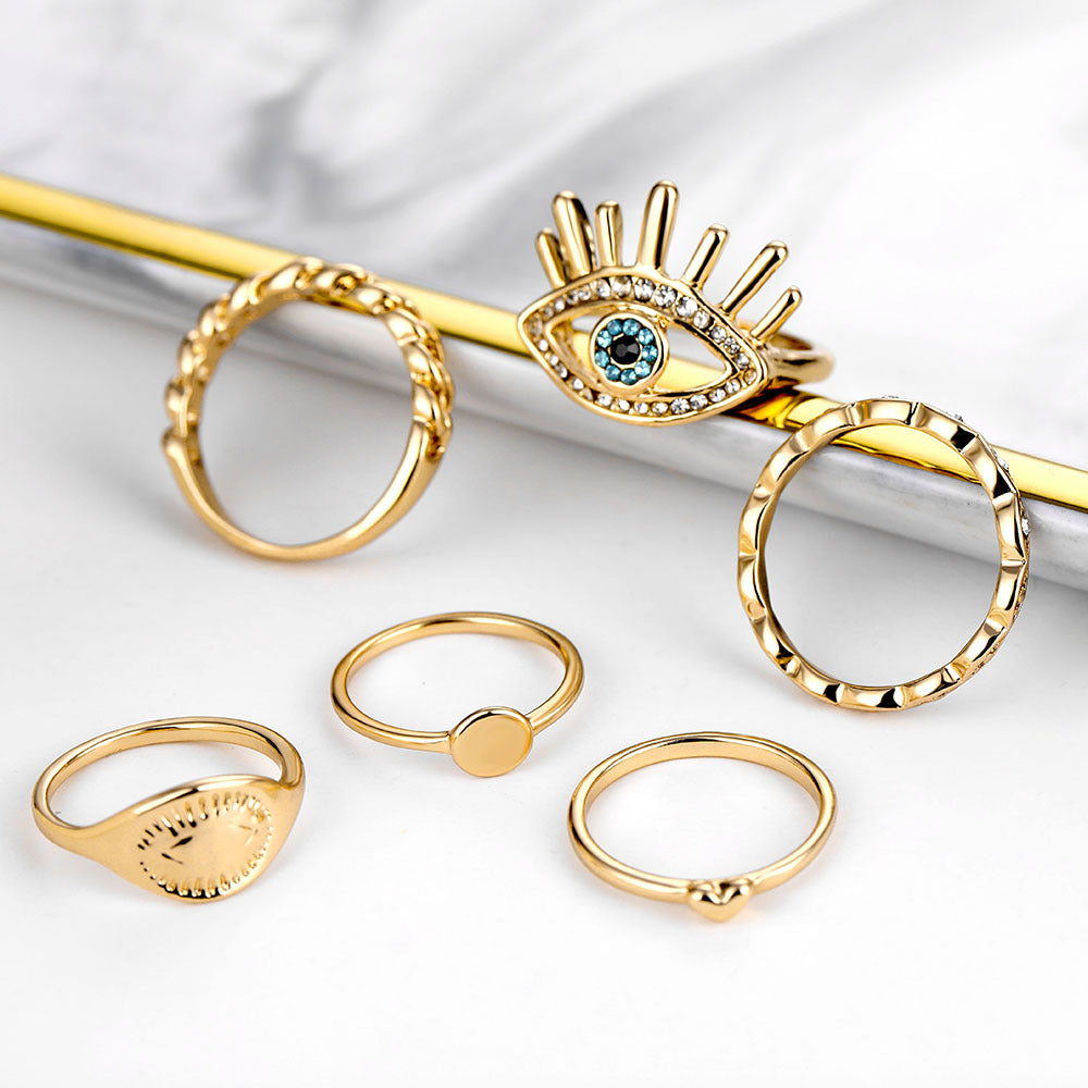 RingeEuropäischer und amerikanischer Retro-Ring "New Eye Love", 6-teiliges Set
