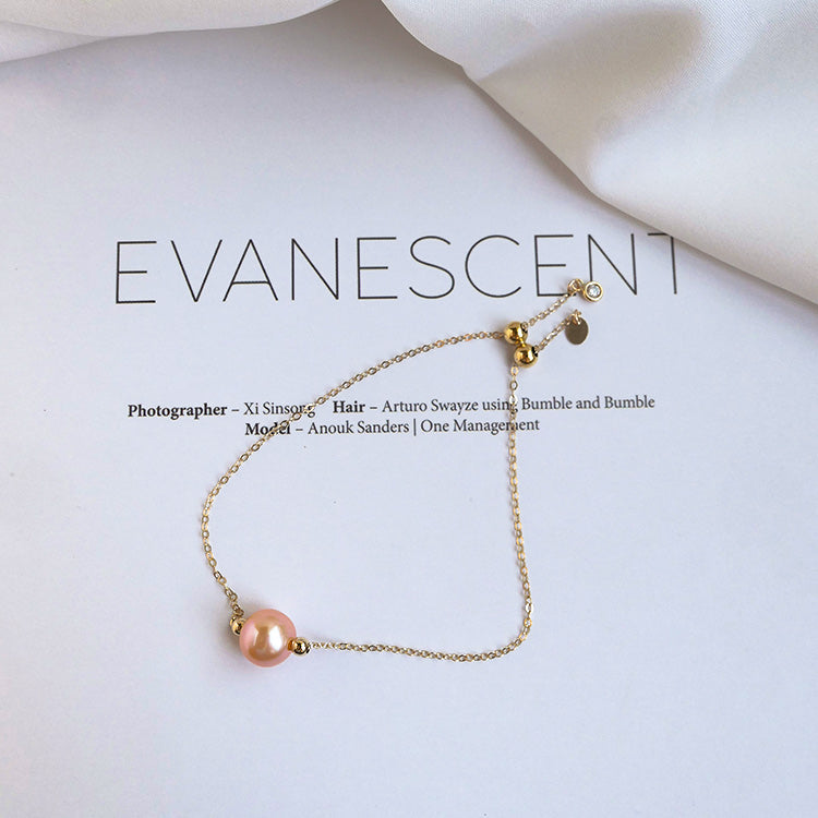 Salzwasserperle Echtes Hanf Einzelarmband 14K Gold