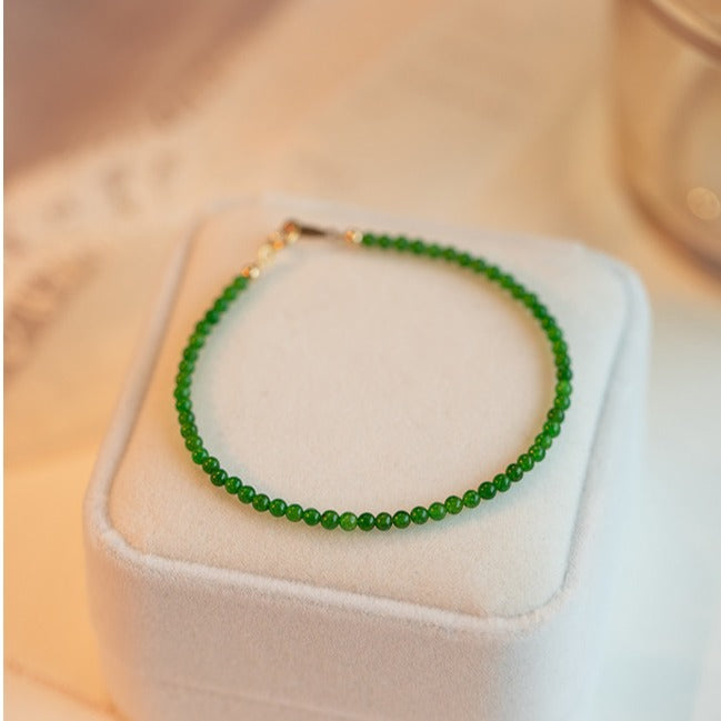 Pulsera Fina Retro de Calcedonia Verde Mini Ágata