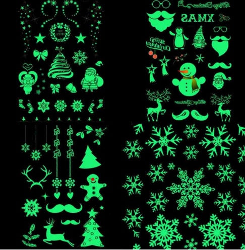 Tatuajes temporales fluorescentes que brillan en la oscuridad para Navidad