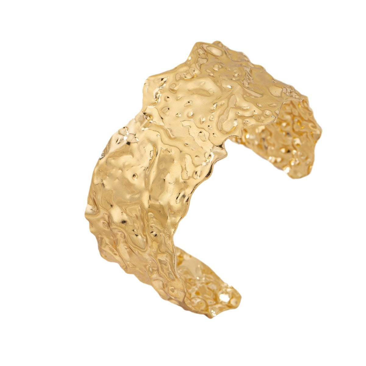 WT-B667 Pulsera Abierta de Latón Bañado en Oro de 18K con Líneas Irregulares Únicas