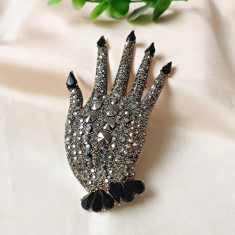 Metall Voll Diamant Handfläche Brosche Kreativer Strass
