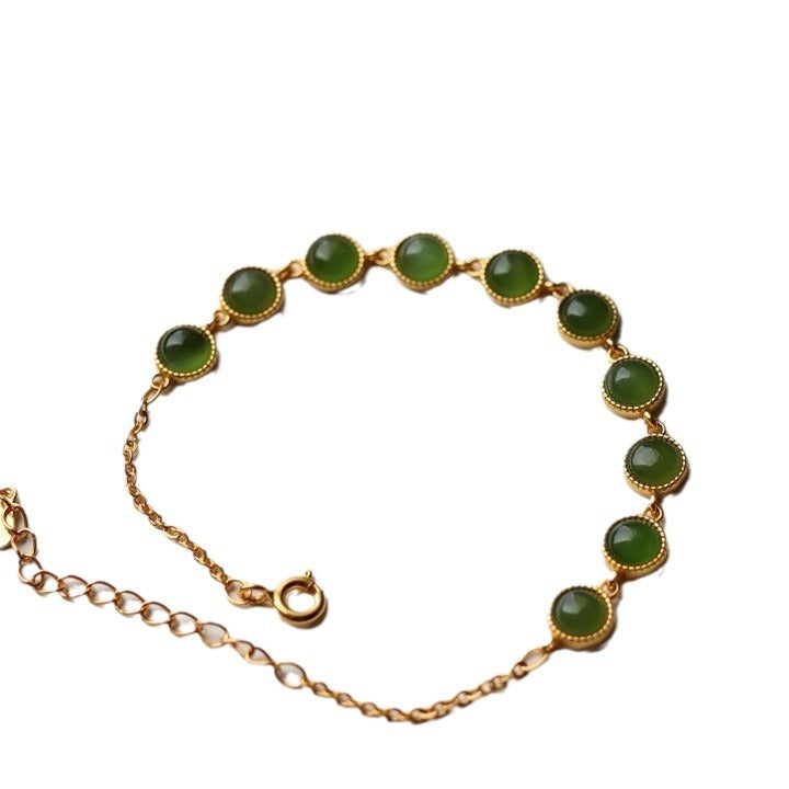 Natural Jasper Sterling Silver Plated 18K Gold Main Stone 6mm Bracelet