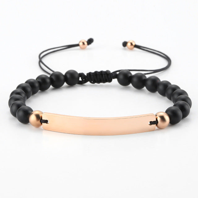 Pulseras de barra grabadas ajustables con cuentas personalizadas