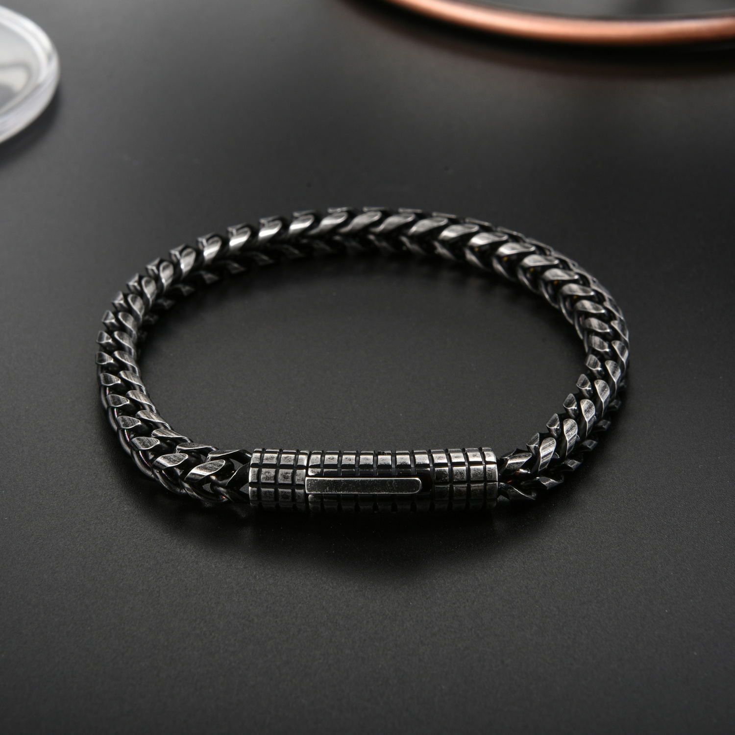 Pulsera Vintage de Acero Inoxidable Personalizada para Hombre