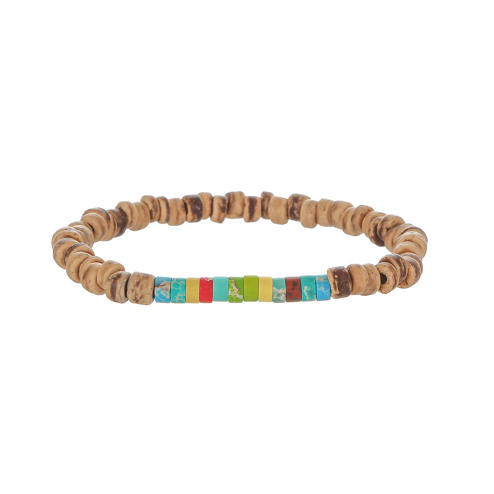 Simple Turquoise Wooden Bead Bracelet