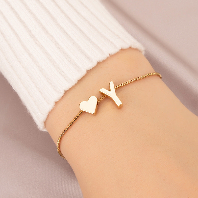 Bracelet Heart-shaped English Letters