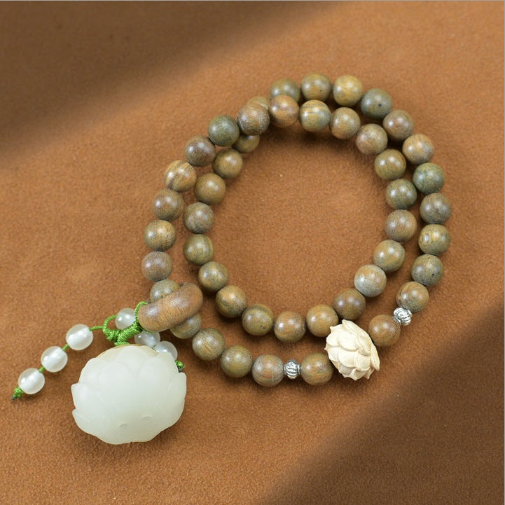 Natural Green Sandalwood Bamboo Double Ring DIY Bracelet