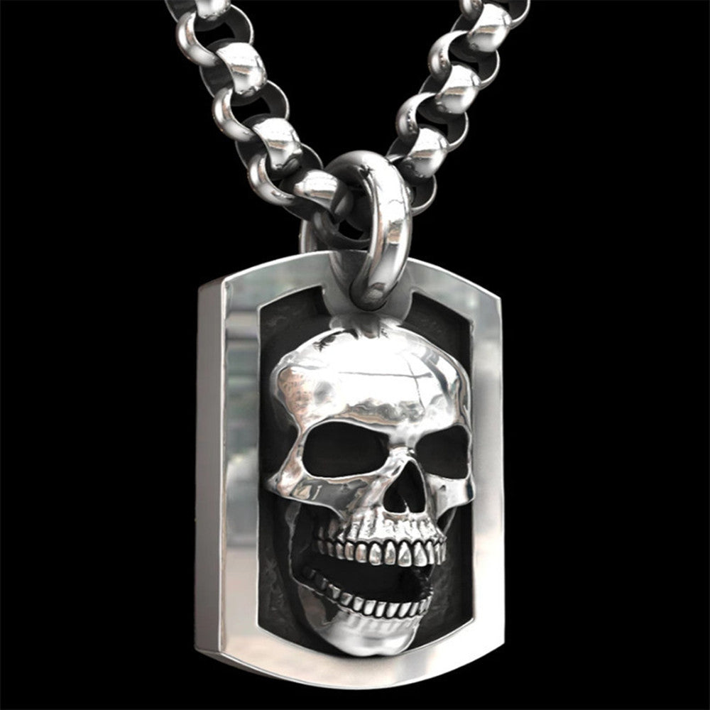 Schmuck Silber Vintage Silber Totenkopf-Anhänger Halskette
