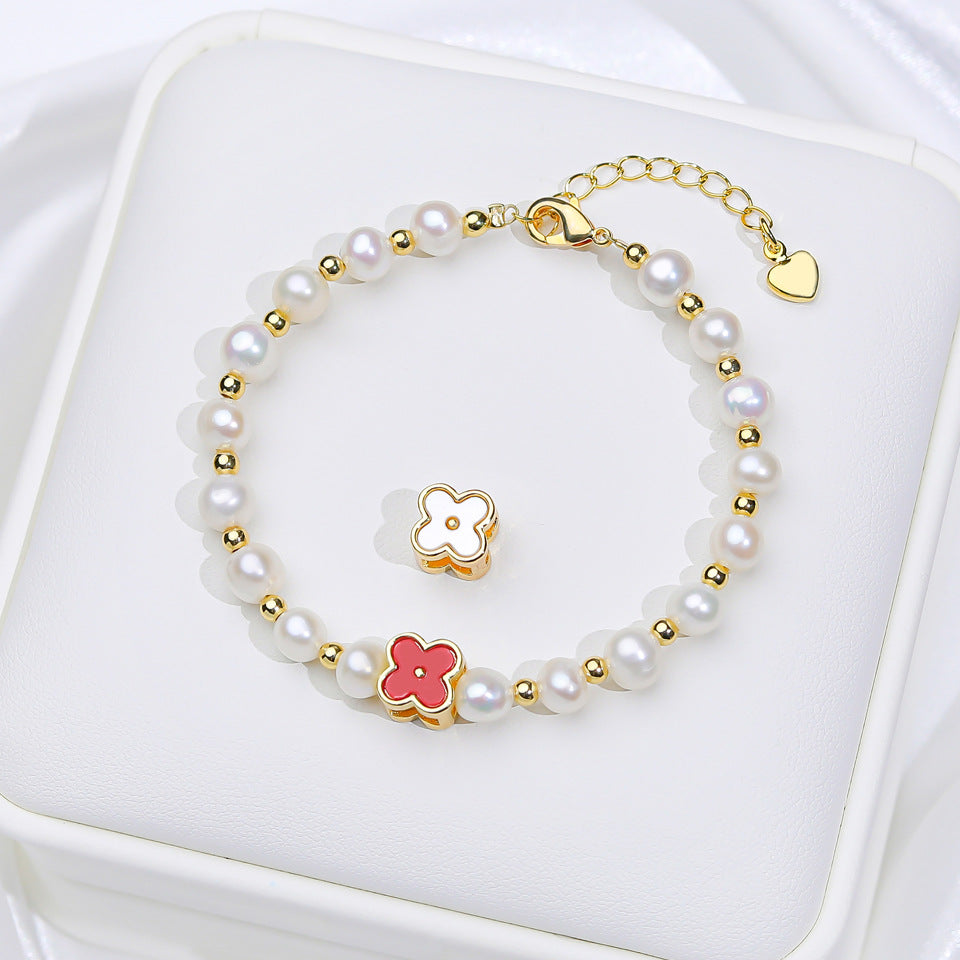 Pearl Bracelet Female Fritillary Butterfly Clover Ornament