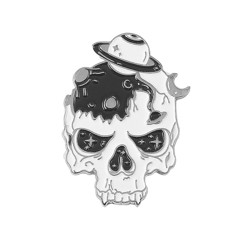 Broche de Calavera, Cabeza de Gato Negro, Insignia de Metal Horripilante