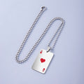 Hip Hop Poker Cards Ace Of Hearts Stainless Steel Pendant Necklaces For Women Men