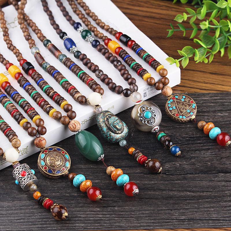 Retro Buddha Perlen Pulloverkette