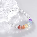 Natural Colorful Rainbow Gradient Color White Crystal Round Beads Single Circle Bracelet