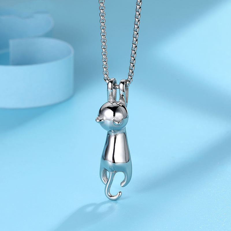 Colgante de gato para collar, de acero de titanio, con gato asomándose