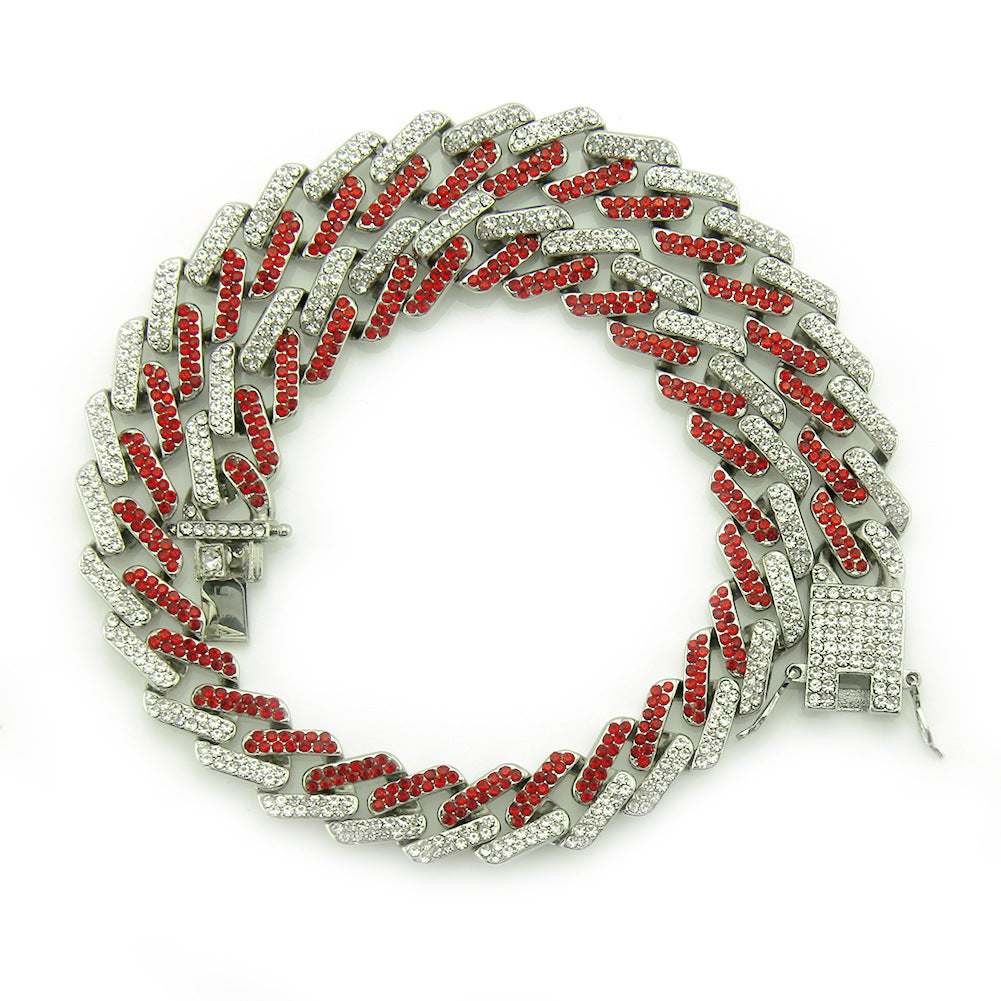 Herrenmode mit farbigen Diamanten, geometrische quadratische kubanische Halskette