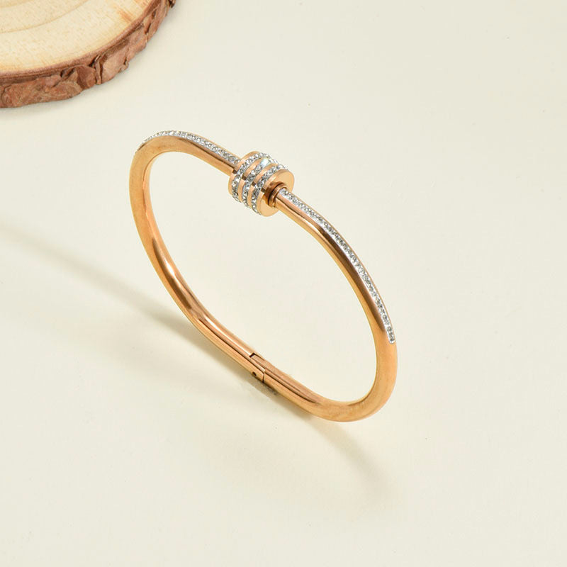 Titanium Steel Bracelet Korean Style Real Gold Plated 18K Gold Diamond Geometric Simple Stainless Steel