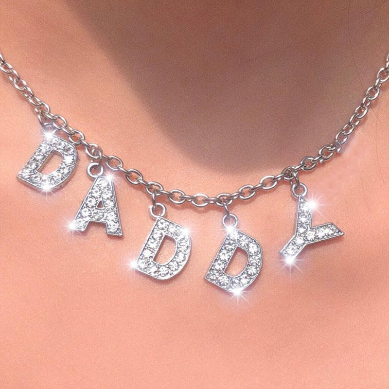 Angel Letter Bling Bling 90s Aesthetic  Necklace Women Choker Unisex DIY Name necklace Aesthetic Jewelry Femme Collier Drop Ship